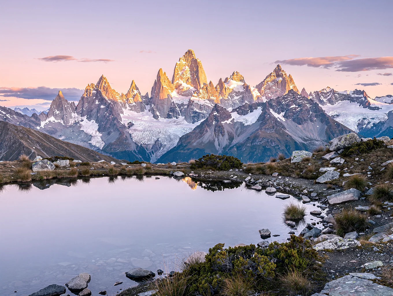 Jagged alpine ridges and morning mist in the Southern Alps of New Zealand